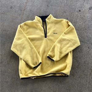 Vintage IZOD Yellow and Navy Blue lettering Quarter Zip Fleece